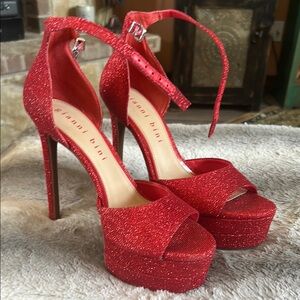 Gianni Bini Red Glitter Stiletto Heels